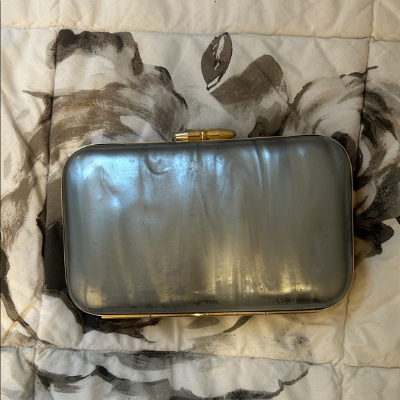Non Signe Vintage Grey Iridescent Acrylic Kiss-Lock Clutch/ Shoulder Bag
